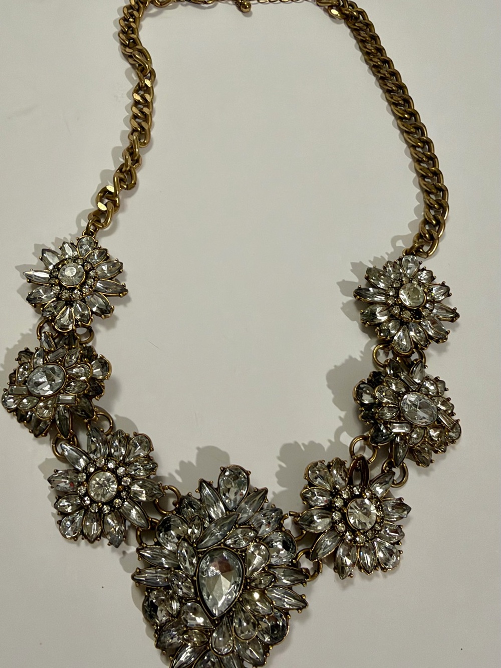 Gold-Tone Clear Crystal Floral Statement Necklace